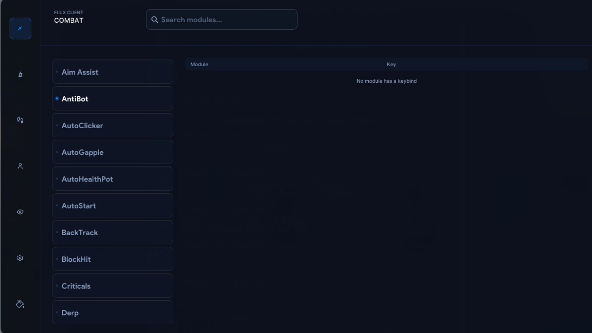 Flux Client combat module interface